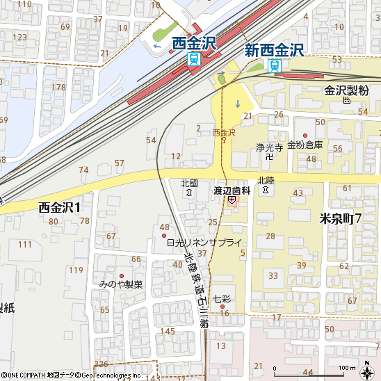 西金沢支店付近の地図